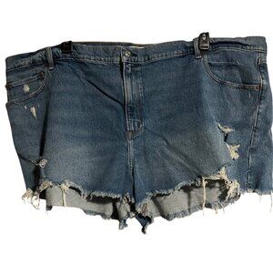 Abercrombie & Fitch The Mom Short High Rise Distressed Denim 24W Light Blue